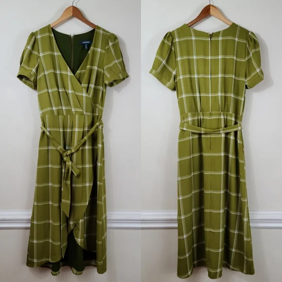 Modcloth Chartreuse Poetic Presence Faux Wrap Dress - Picture 2 of 2